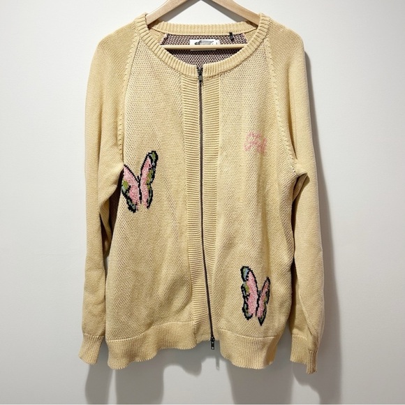 Felt For Every Living Thing Web Knit Sweater Size Large Butterfly Cardigan - Picture 3 of 16